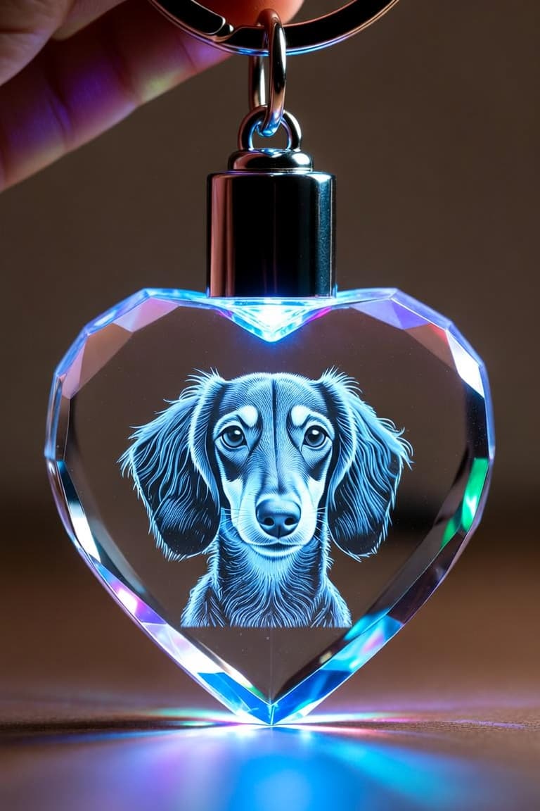 LED crystal heart keychain