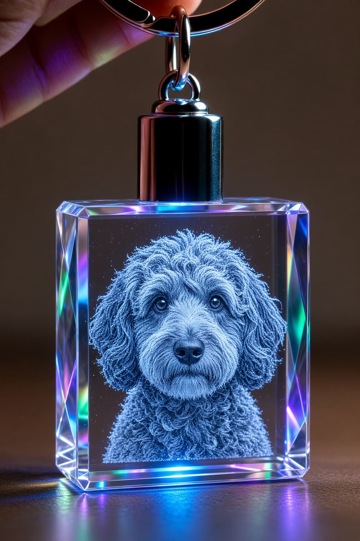 LED crystal rectangle keychain